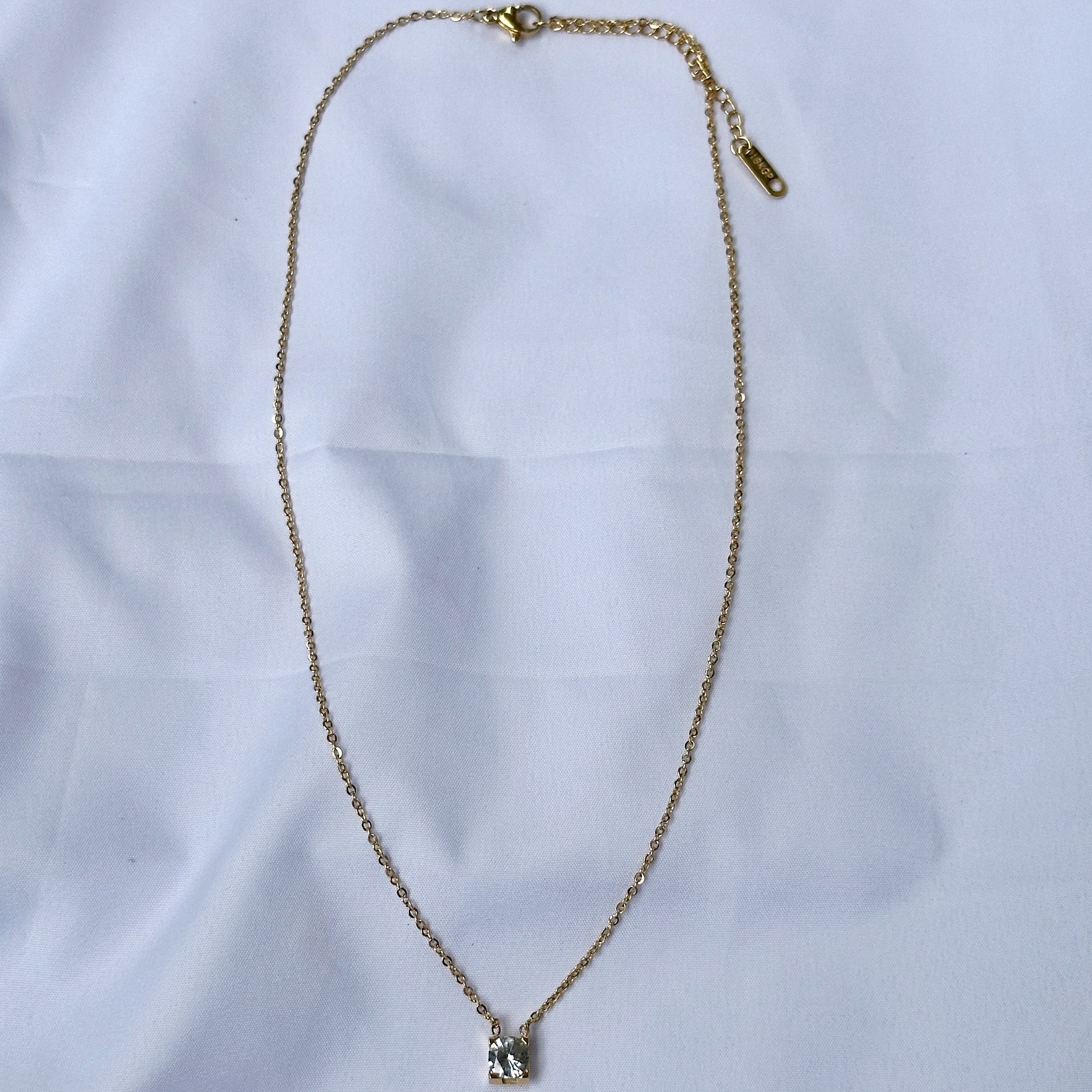 Ariva Collection American Diamond Gold Plated Stainless Steel Necklace