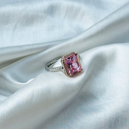 Ariva Collection Pink Topaz Cubic Zircon American Diamond Rose Gold/Silver Plated Adjustable Ring