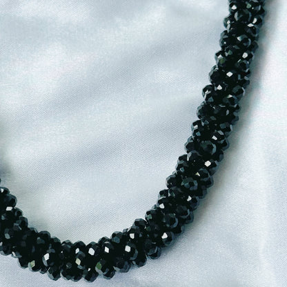 Ariva Collection Black Beads With Magnetic Lock American Diamond Western Necklace