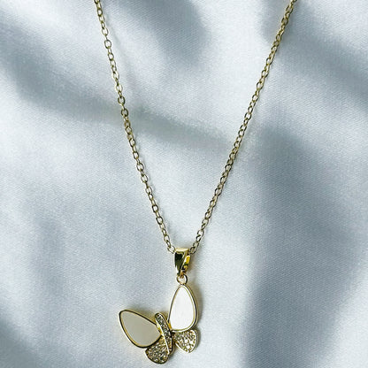 Ariva Collection Butterfly Design American Diamond Gold Plated Stainless Steel Necklace