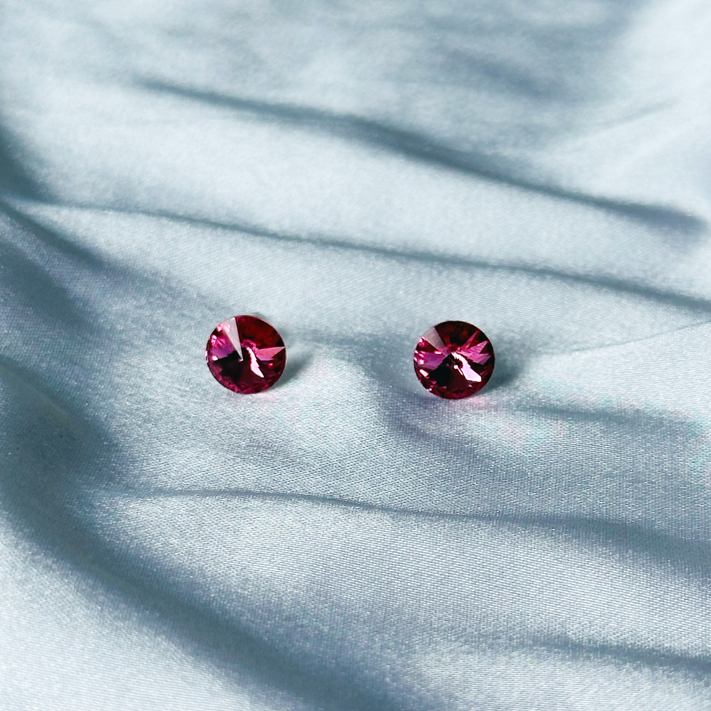 Ariva Collection Indian Pink Swarovski Crystal Silver Plated Stud Earrings