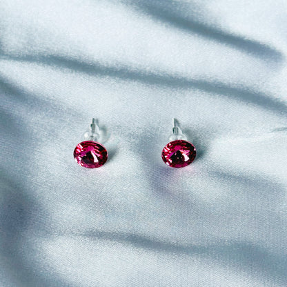 Ariva Collection Indian Pink Swarovski Crystal Silver Plated Stud Earrings