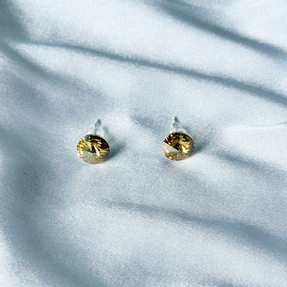 Ariva Collection Lt Colorado Topaz Swarovski Crystal Silver Plated Stud Earrings