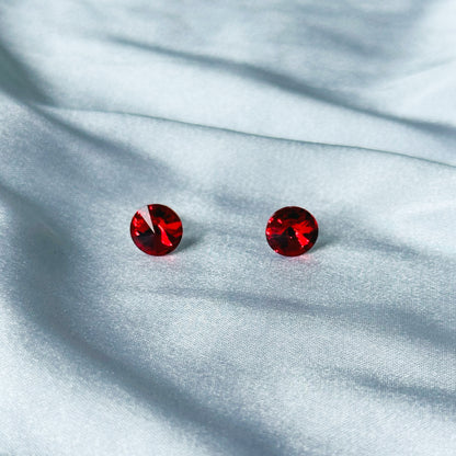 Ariva Collection Red Siam Swarovski Crystal Silver Plated Stud Earrings