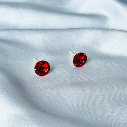 Ariva Collection Red Siam Swarovski Crystal Silver Plated Stud Earrings