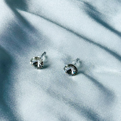 Ariva Collection White Crystal Swarovski Crystal Silver Plated Stud Earrings