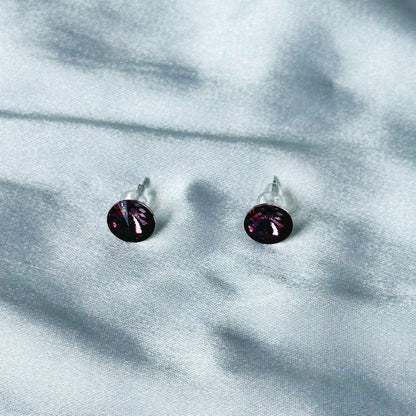 Ariva Collection Deep Purple Amethyst Swarovski Crystal Silver Plated Stud Earrings