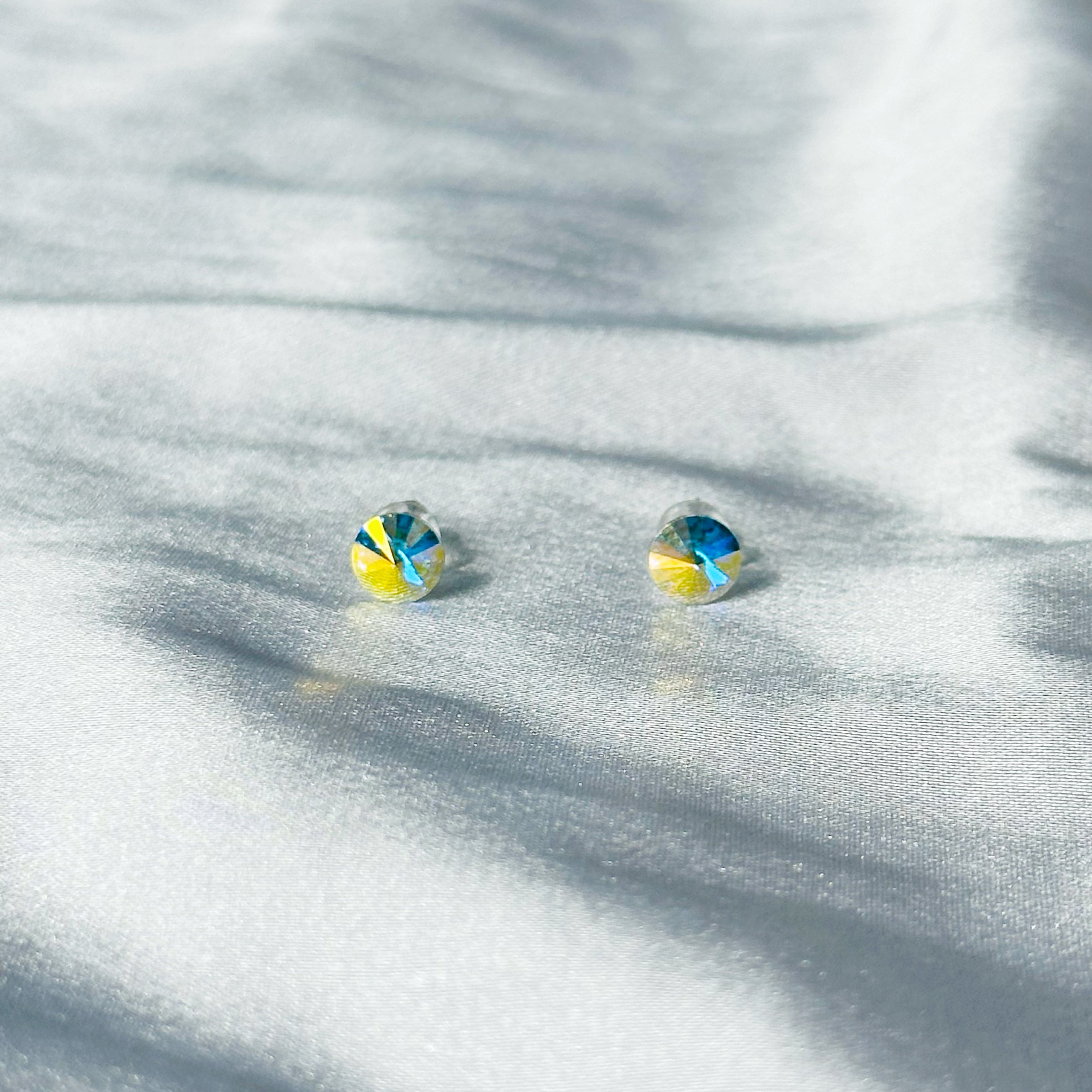 Ariva Collection Glacier Blue Swarovski Crystal Silver Plated Stud Earrings