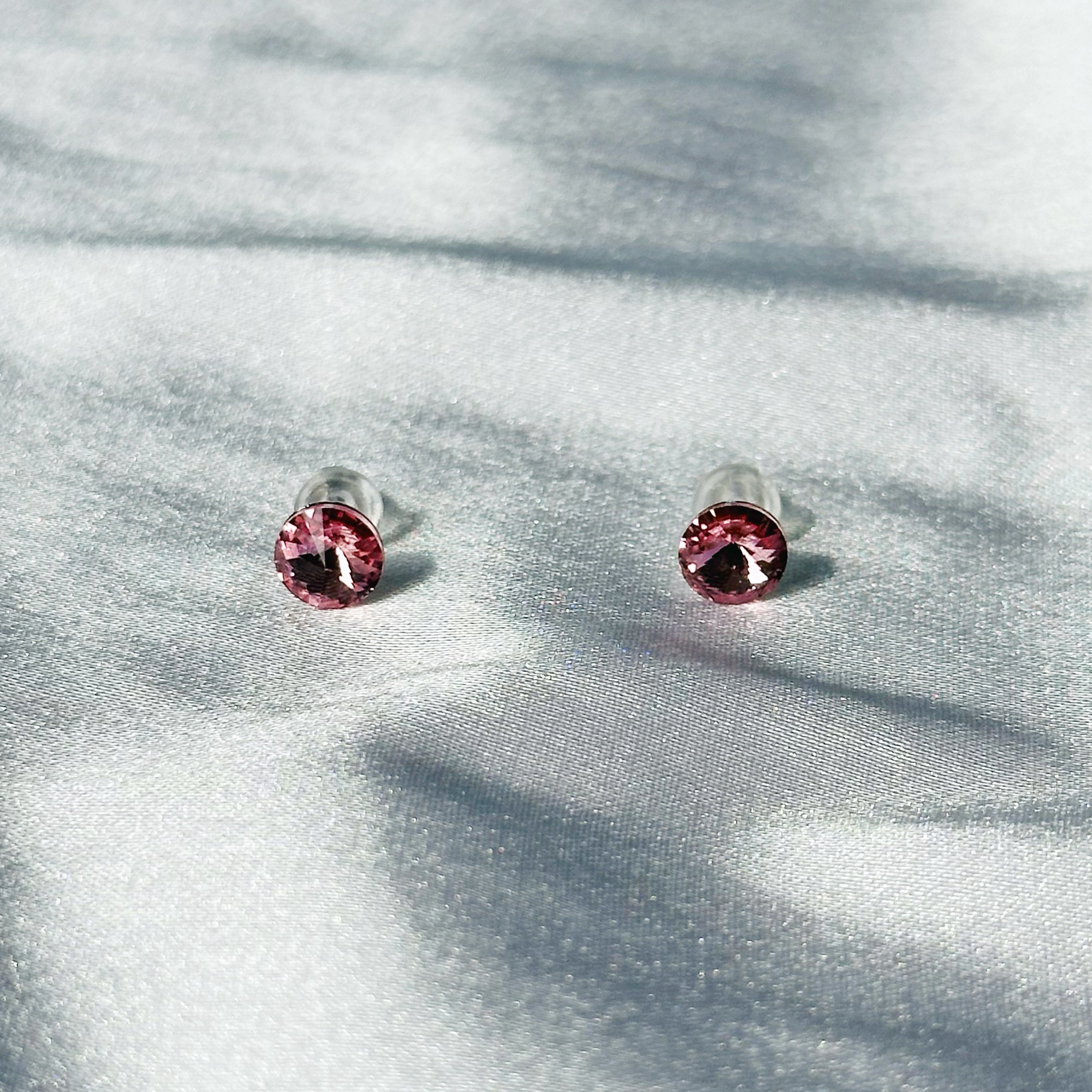 Ariva Collection Fuchsia Pink  Swarovski Crystal Silver Plated Stud Earrings