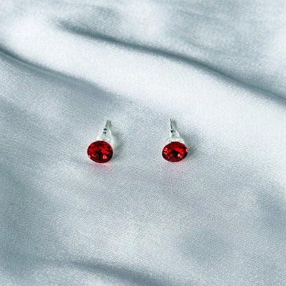 Ariva Collection Red Siam Swarovski Crystal Silver Plated Stud Earrings