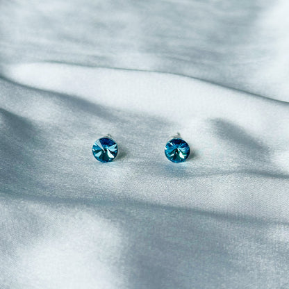 Ariva Collection Aquamarine Swarovski Crystal Silver Plated Stud Earrings