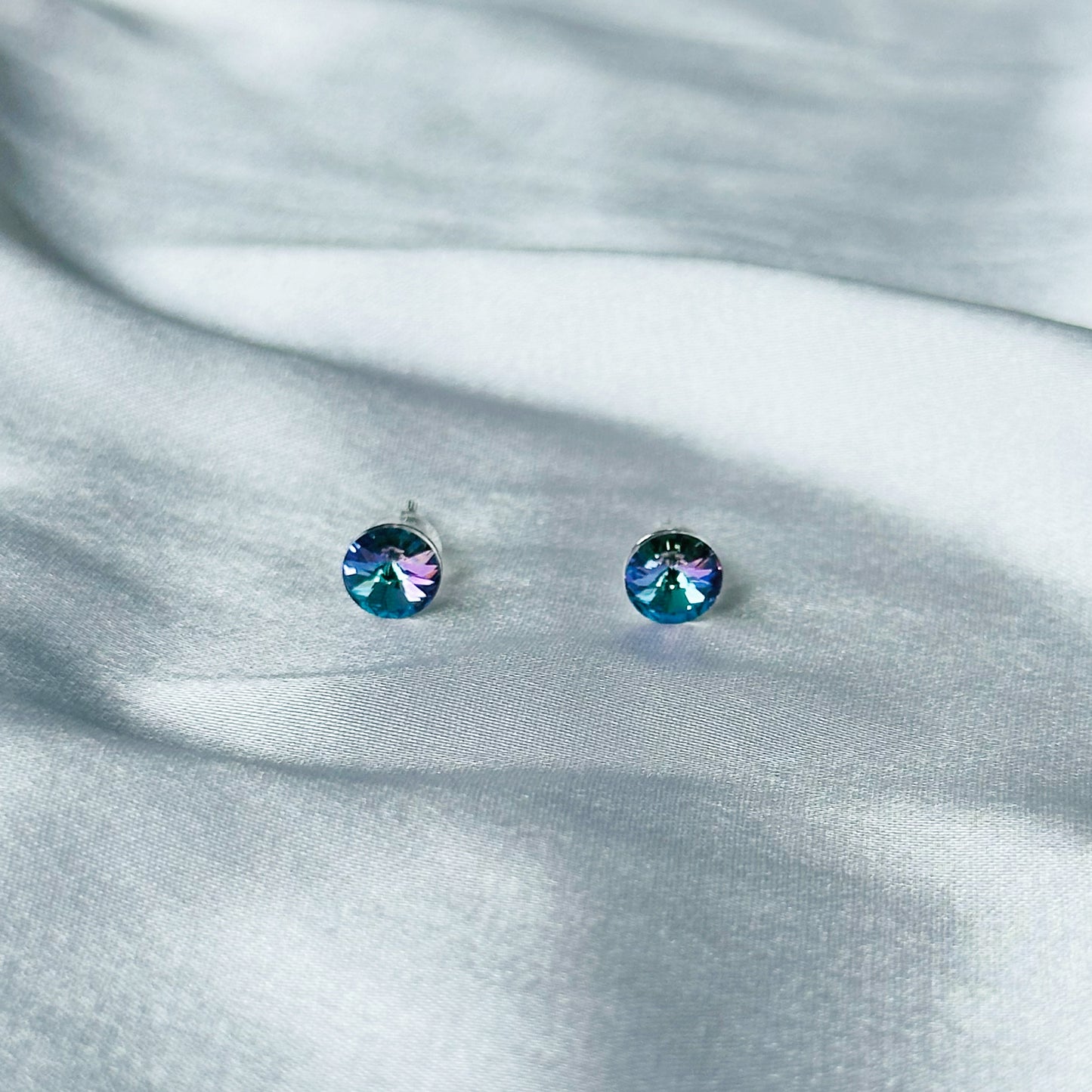 Ariva Collection Provence Lavender Swarovski Crystal Silver Plated Stud Earrings