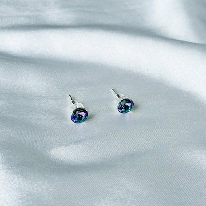 Ariva Collection Provence Lavender Swarovski Crystal Silver Plated Stud Earrings