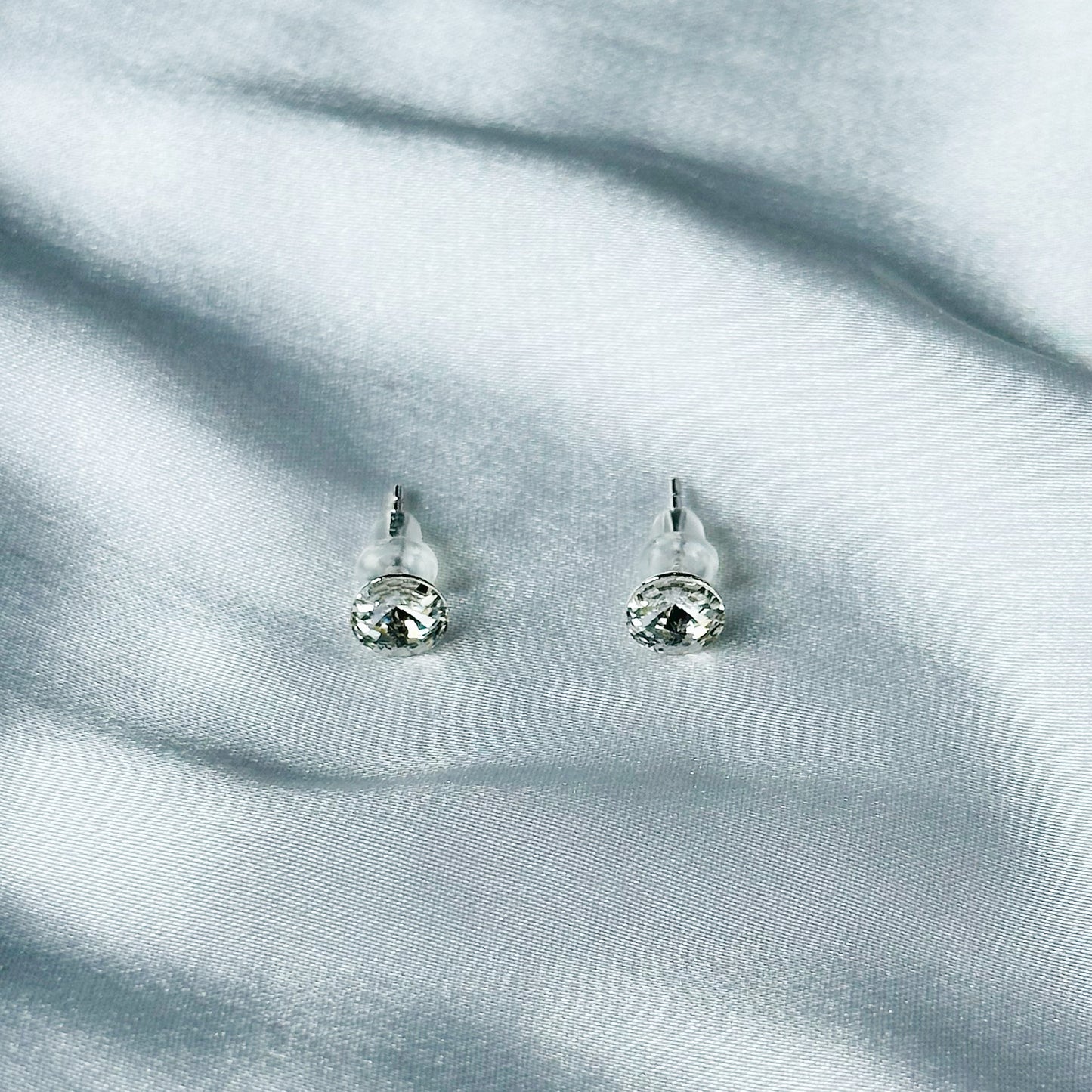 Ariva Collection White Crystal Swarovski Crystal Silver Plated Stud Earrings