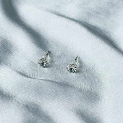 Ariva Collection White Crystal Swarovski Crystal Silver Plated Stud Earrings