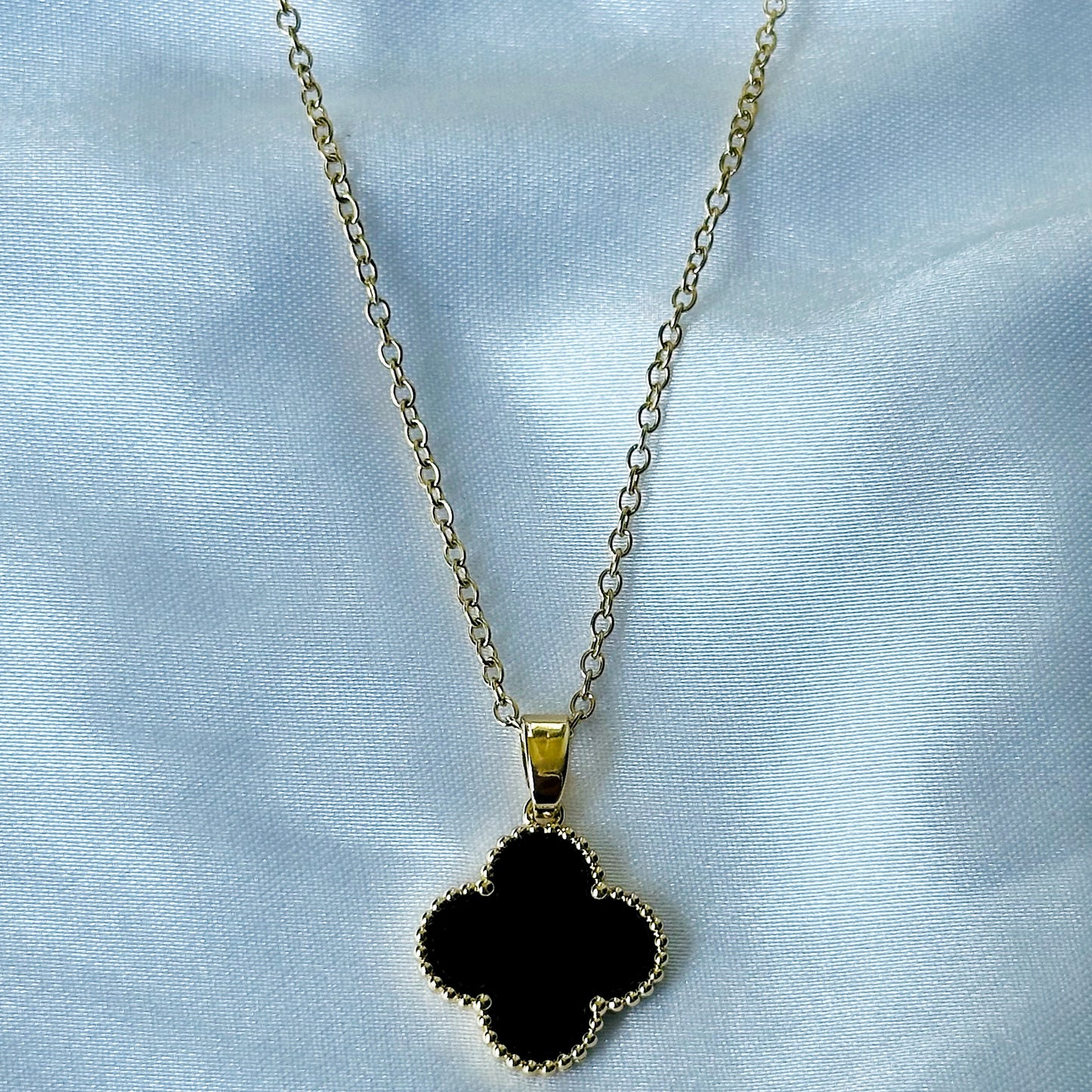 Ariva Collection Floral Design Black/Gold Plated Stainless Steel Necklace