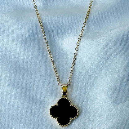 Ariva Collection Floral Design Black/Gold Plated Stainless Steel Necklace