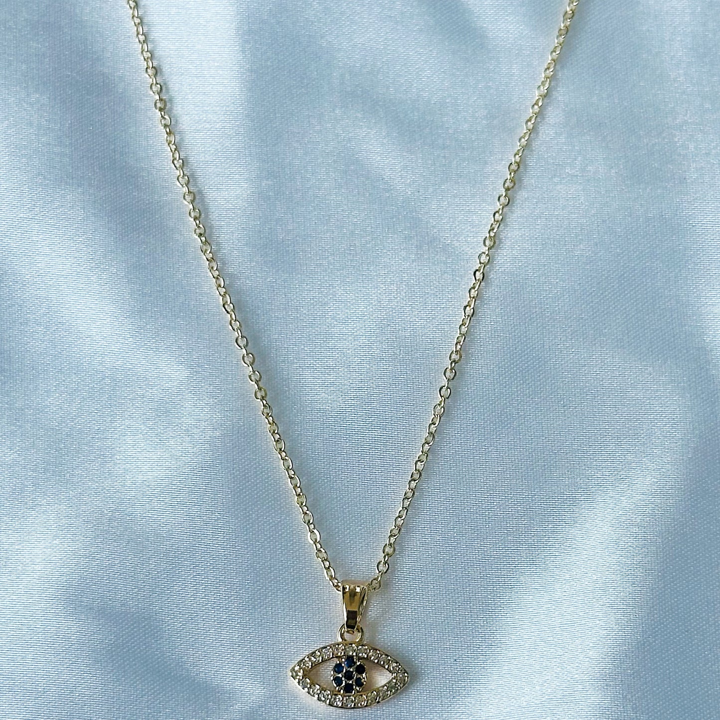 riva Collection Evil Eye Design American Diamond Gold Plated Stainless Steel Necklace