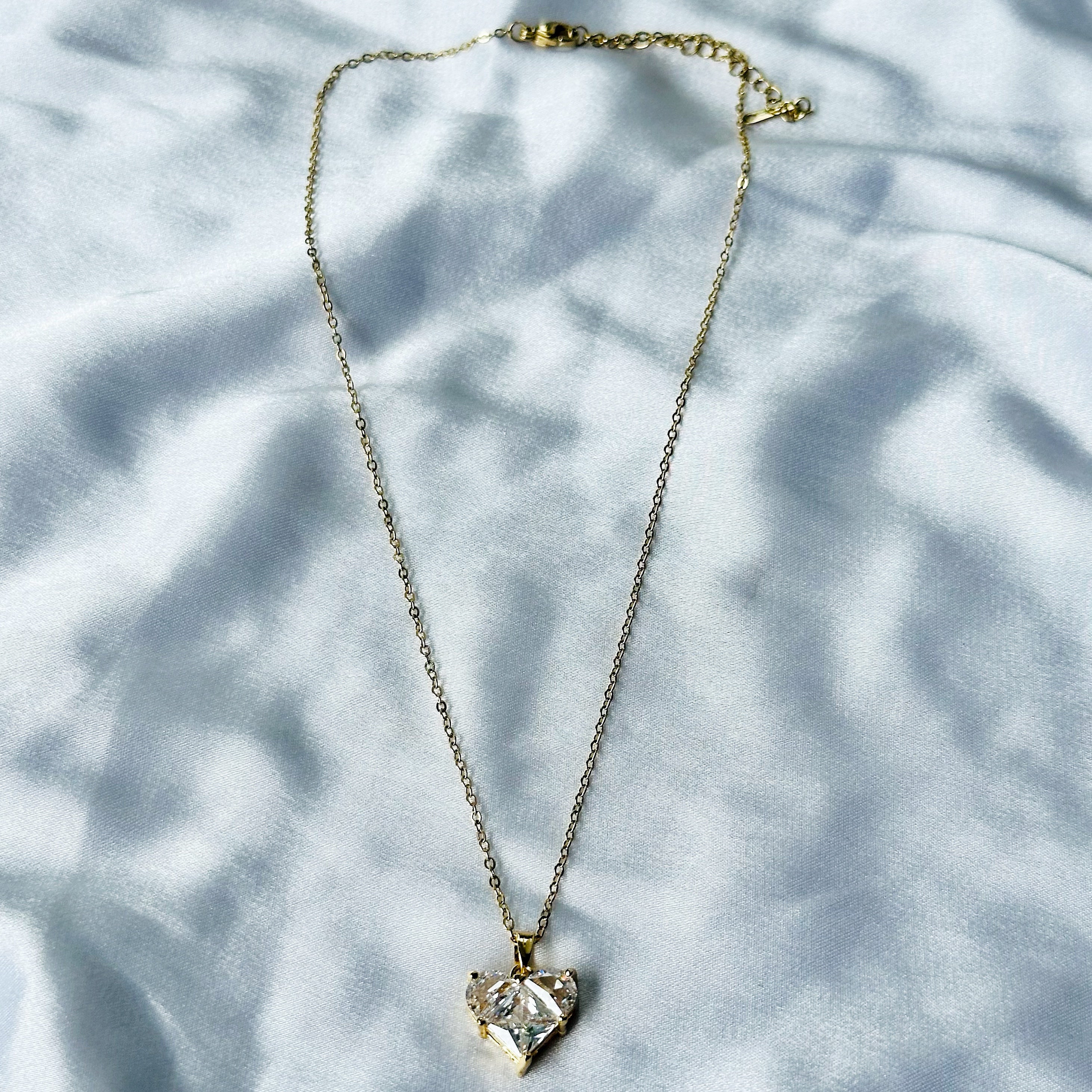 Ariva Collection Crystal Heart Design American Diamond Gold Plated Stainless Steel Necklace